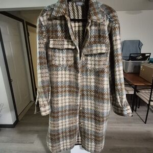 Plaid Teddy Jacket in Earth Tones
